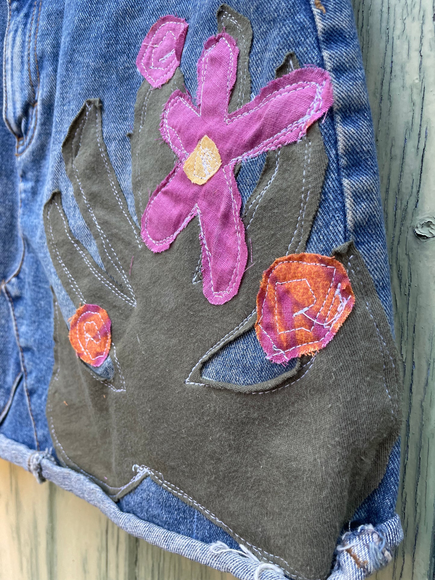 JUPE FLEURS JEANS (S/36)